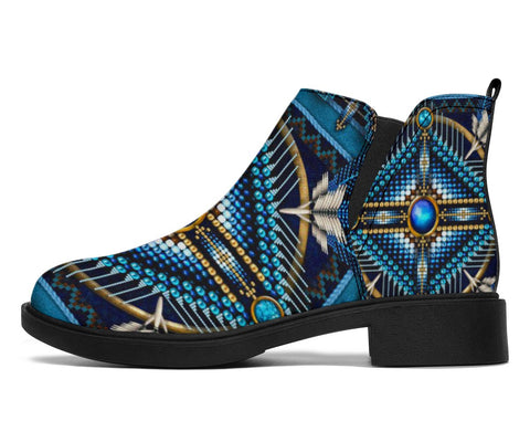 Naumaddic Arts Blue Native American Design Fashion Boots