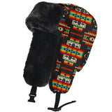 GB-NAT00402 Black Pattern Native Trapper Hat