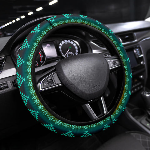 Powwow StoreGBNAT0068002 Pattern Blue Native Steering Wheel Cover