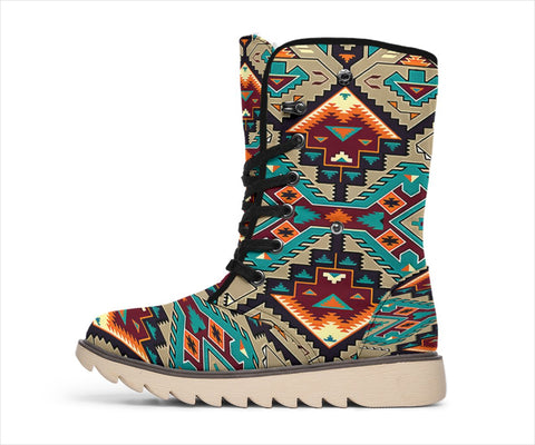 Tribe Blue Pattern Native American Polar Boots