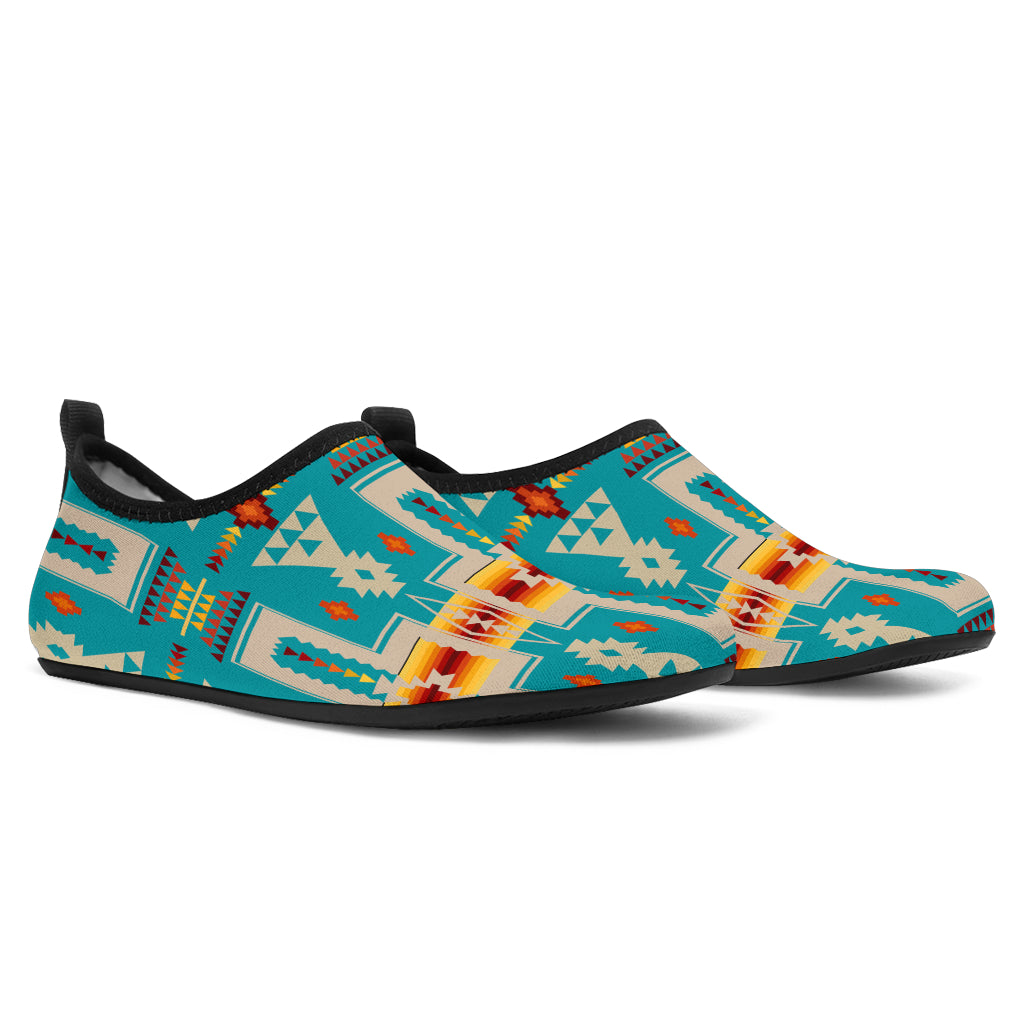 GB-NAT00062-05 Turquoise Tribe Design Native American Aqua Shoes