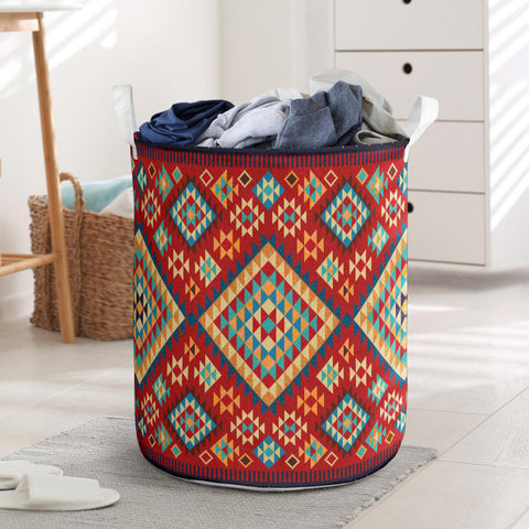 Powwow Store gb nat00371 geometric red green pattern laundry basket