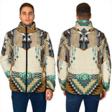 Powwow StoreGBNAT00059 Brown Pattern Breastplat Men's Padded Jacket