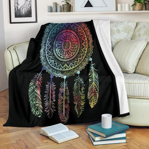 Powwow Store colorful dreamcatcher throw blanket mandala native american design