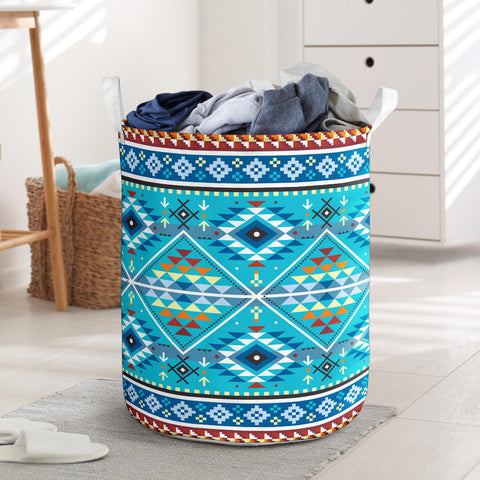 Powwow StoreGBNAT00739 Pattern Native American Laundry Basket