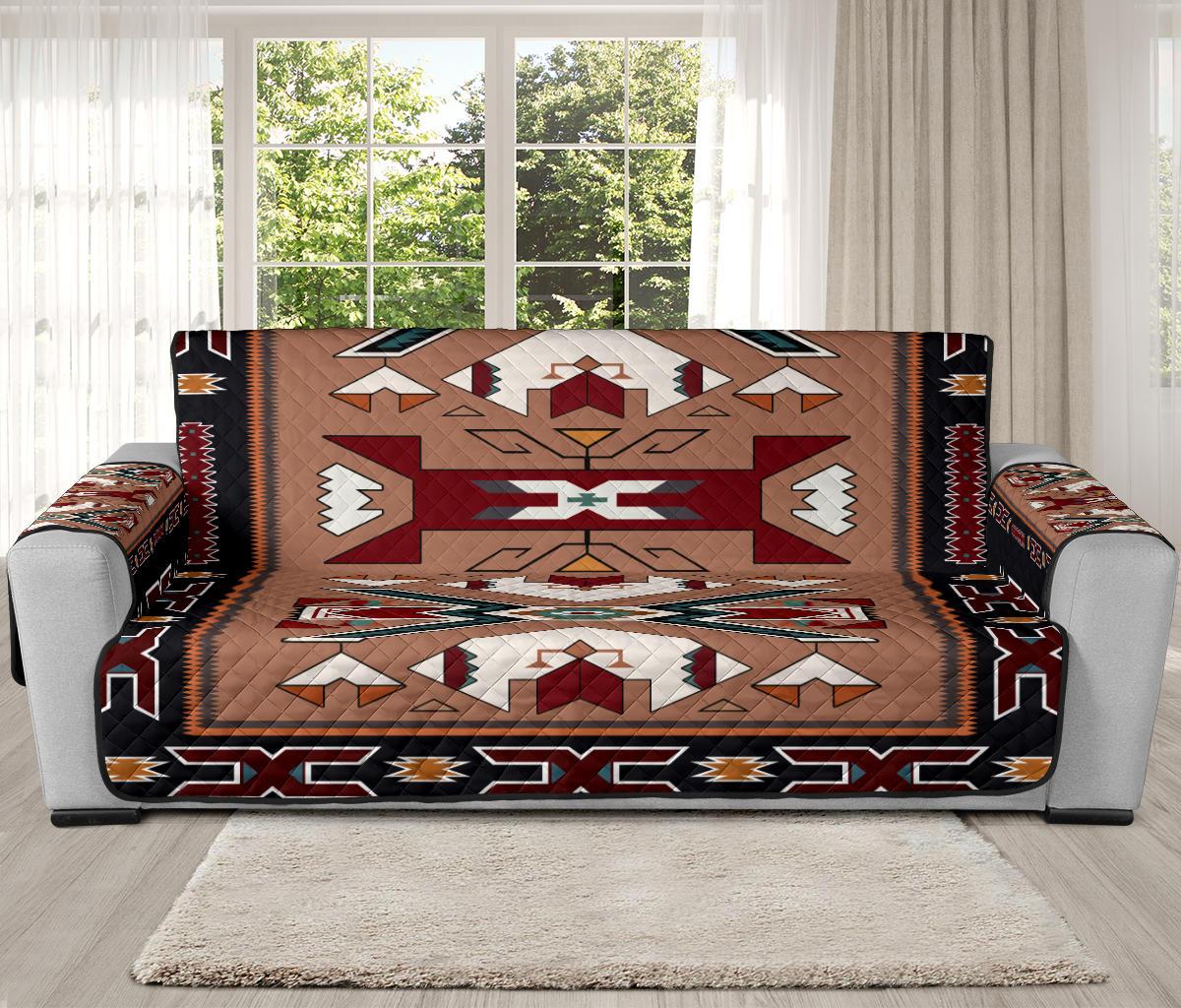 Orange Geometric Native American 78 Chair Sofa Protector - Powwow Store