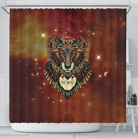 Brown Wolf Native American Shower Curtain