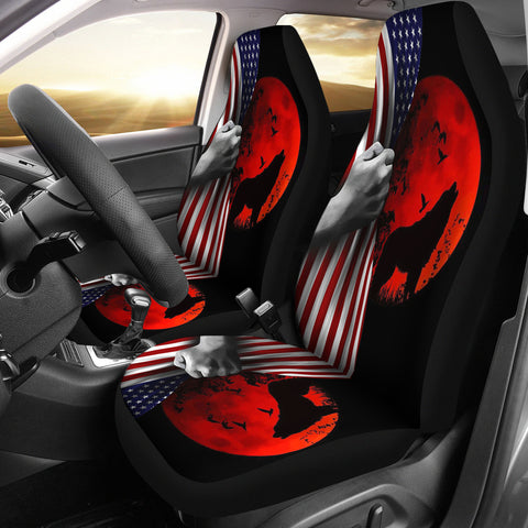 Powwow Store csa 001 flag blood and wolf car seat covers