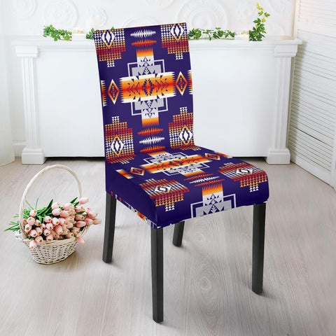 Purple Tribes Pattern Native American Dining Chair Slip Cover