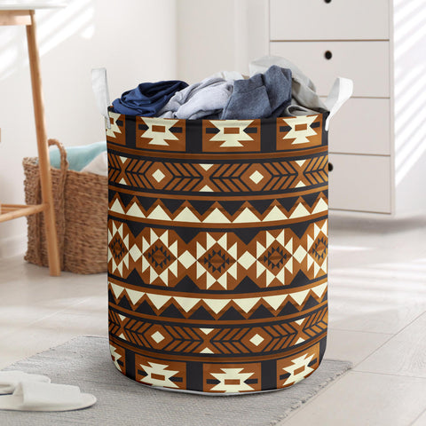 Powwow Store gb nat00508 brown pattern native laundry basket