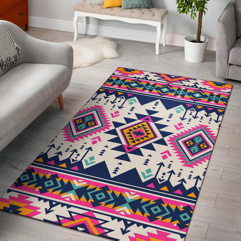 GB-NAT00316 Pink Pattern Native American Area Rug