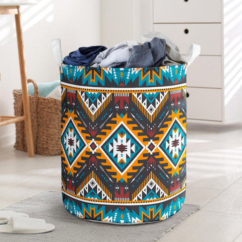 Powwow Store gb nat00406 yellow aztec geometric laundry basket