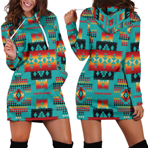 Powwow Store gb nat00046 01 blue native tribes pattern native american hoodie dress