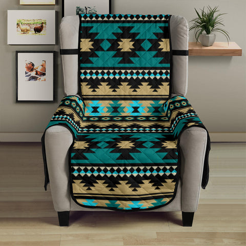 GB-NAT00509 Green Ethnic Aztec Pattern 23 Chair Sofa Protector