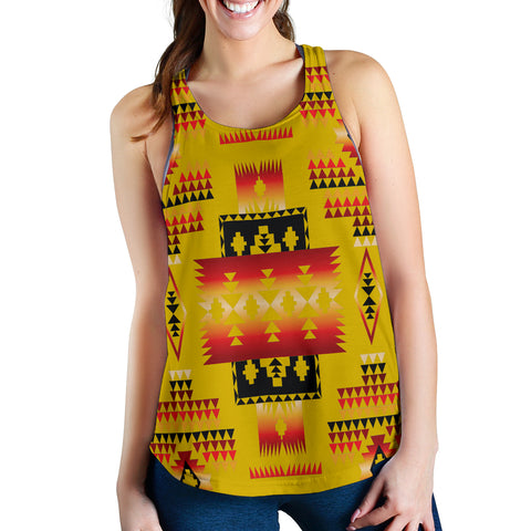 Powwow Store gb nat00302 02 yellow tribes pattern native american womens racerback tank