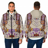 GB-NAT00069-03 Purple Pattern Breastplate Men's Padded Hooded Jacket