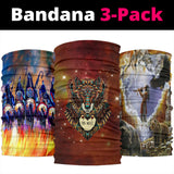 Native American Colorful Wolf Bandana 3-Pack NEW