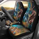 Powwow Store yellow blue wolves car seat covers