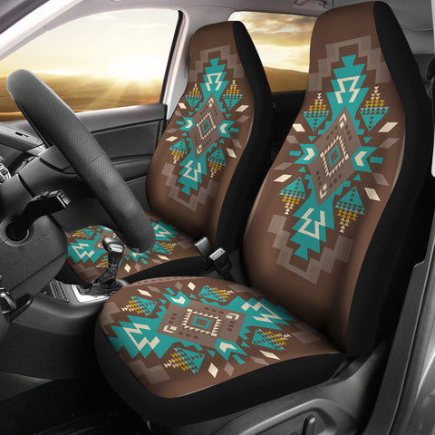GB-NAT00538 Blue Pattern Brown Car Seat Covers
