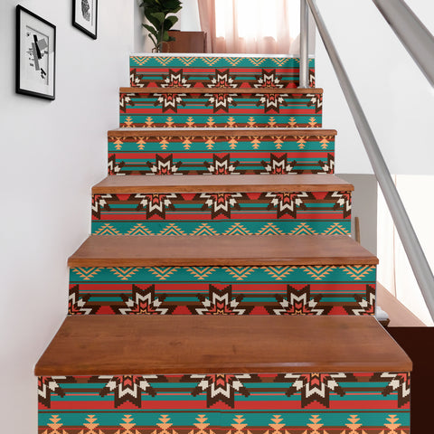 Powwow Store gb nat00320 ethnic ornament seamless pattern stair sticker set of 6