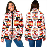 GB-NAT00075 White Tribes Pattern Native Women's Padded Jacket