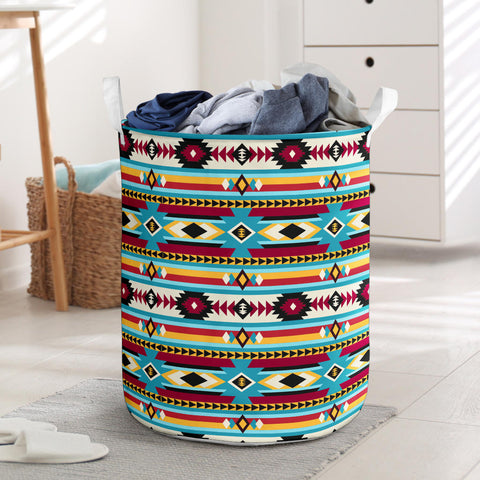 Powwow Store gb nat00511 blue red pattern native laundry basket