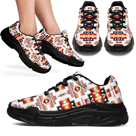 GB-NAT00075-CHUN01 White Tribes Pattern Native American Chunky Sneakers