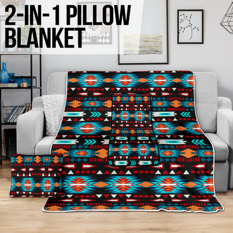 Powwow StoreGBNAT00573 Light Neon Blue Pattern Pillow Blanket