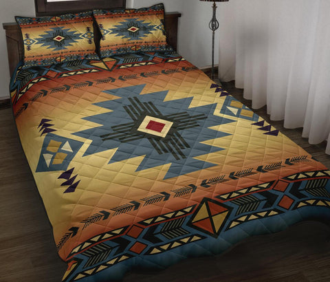 Southwest Blue Symbol Native American Quilt Bed Set - Powwow Store