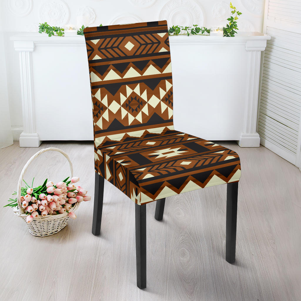 Native Chair Covers GB-NAT00508 Brown Pattern Native Dining Chair Slip Cover – Powwow Store