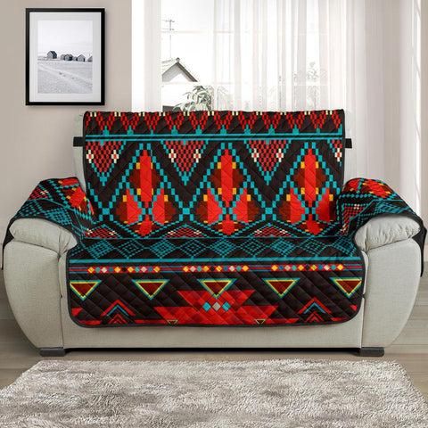 Dark Brown Red Pattern Native American 48" Chair Sofa Protector - Powwow Store