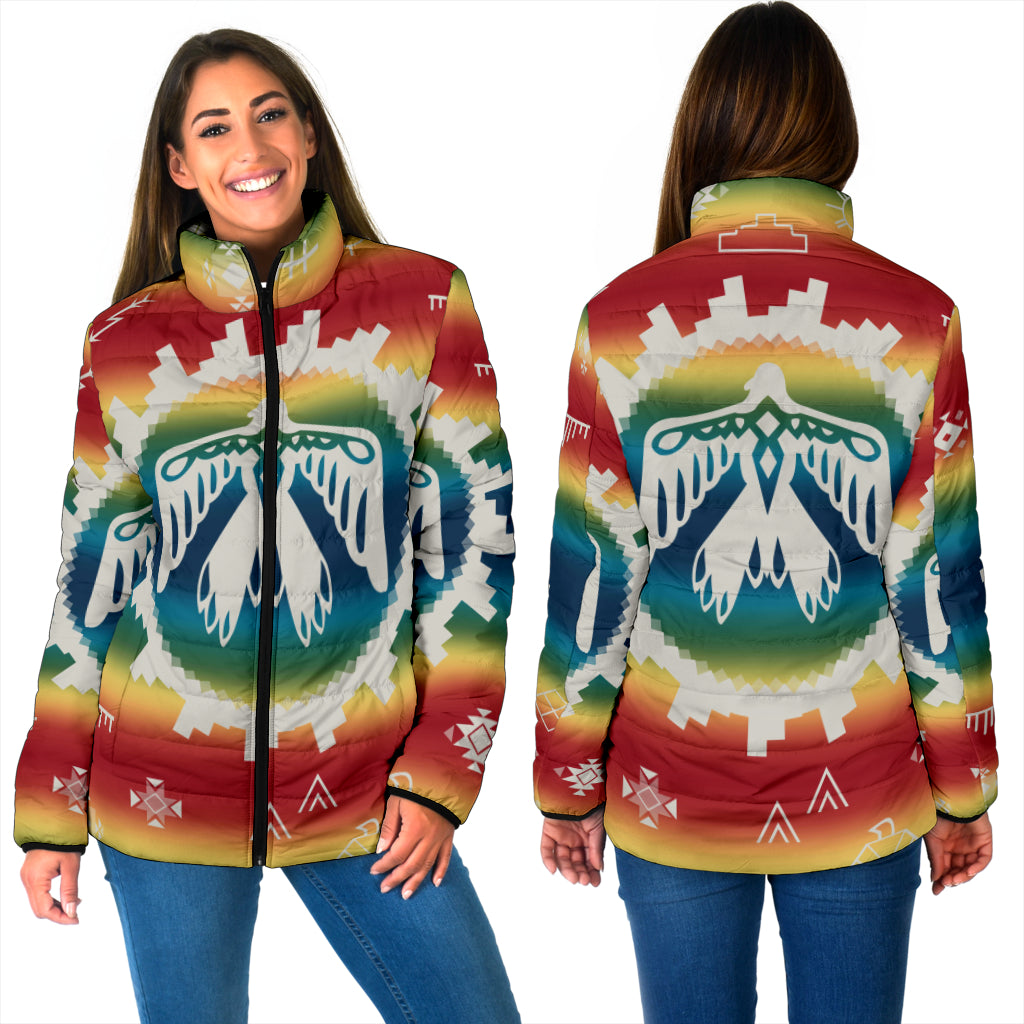 Powwow StoreGBNAT00077 Thunderbird Rainbow Women's Padded Jacket