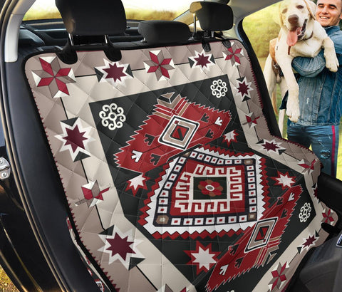 Ethnic Red Gray Pattern Native American Pet Seat Cover
