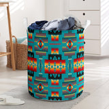 Powwow Store gb nat00046 14 blue tribes pattern laundry basket