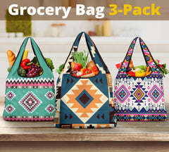Powwow Store pattern grocery bag 3 pack set 12