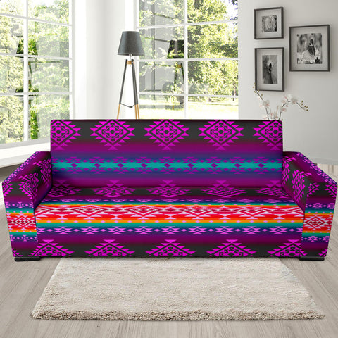 GB-NAT00680 Pattern Purple Native 90" Sofa Slip Cover