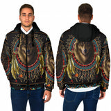 GB-NAT00020 Wolf Warrior Dreamcatcher Native American Men's Padded Hooded Jacket