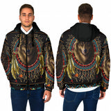 Powwow StoreGBNAT00020 Wolf Warrior Dreamcatcher Native American Men's Padded Hooded Jacket