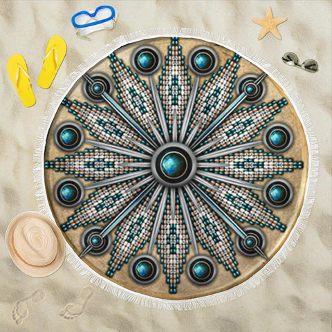 Mandala Blue Native American Design Beach Blanket
