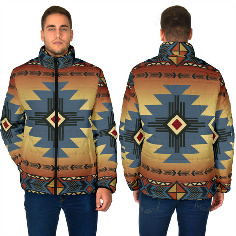 Powwow StoreGBNAT0005701 Southwest Blue Men's Padded Jacket