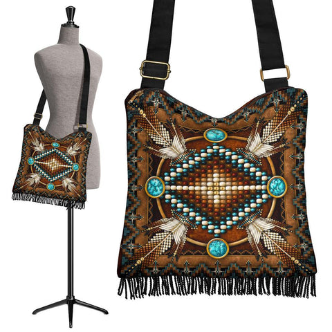 Mandala Brown Native American Crossbody Boho Handbag