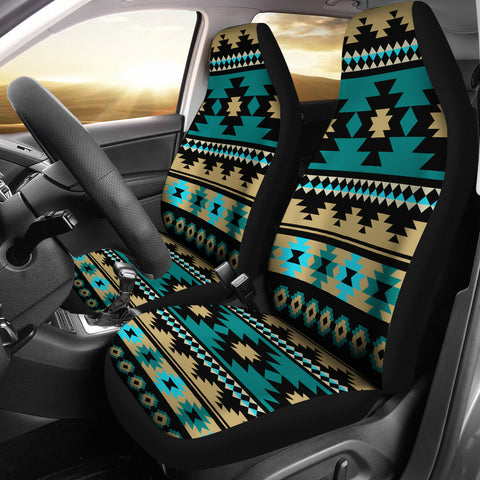GB-NAT00509 Green Ethnic Aztec Pattern Car Seat Covers