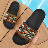 GB-NAT00023-SAND04 Mandala Brown Native American Slide Sandals