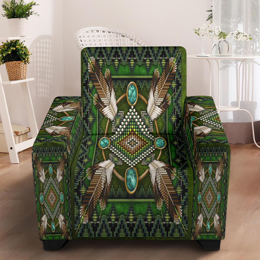 Green Mandala Native American 43" Chair Slip Cover - Powwow Store