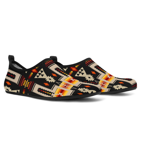 GB-NAT00062-01 Black Tribe Design Native American Aqua Shoes