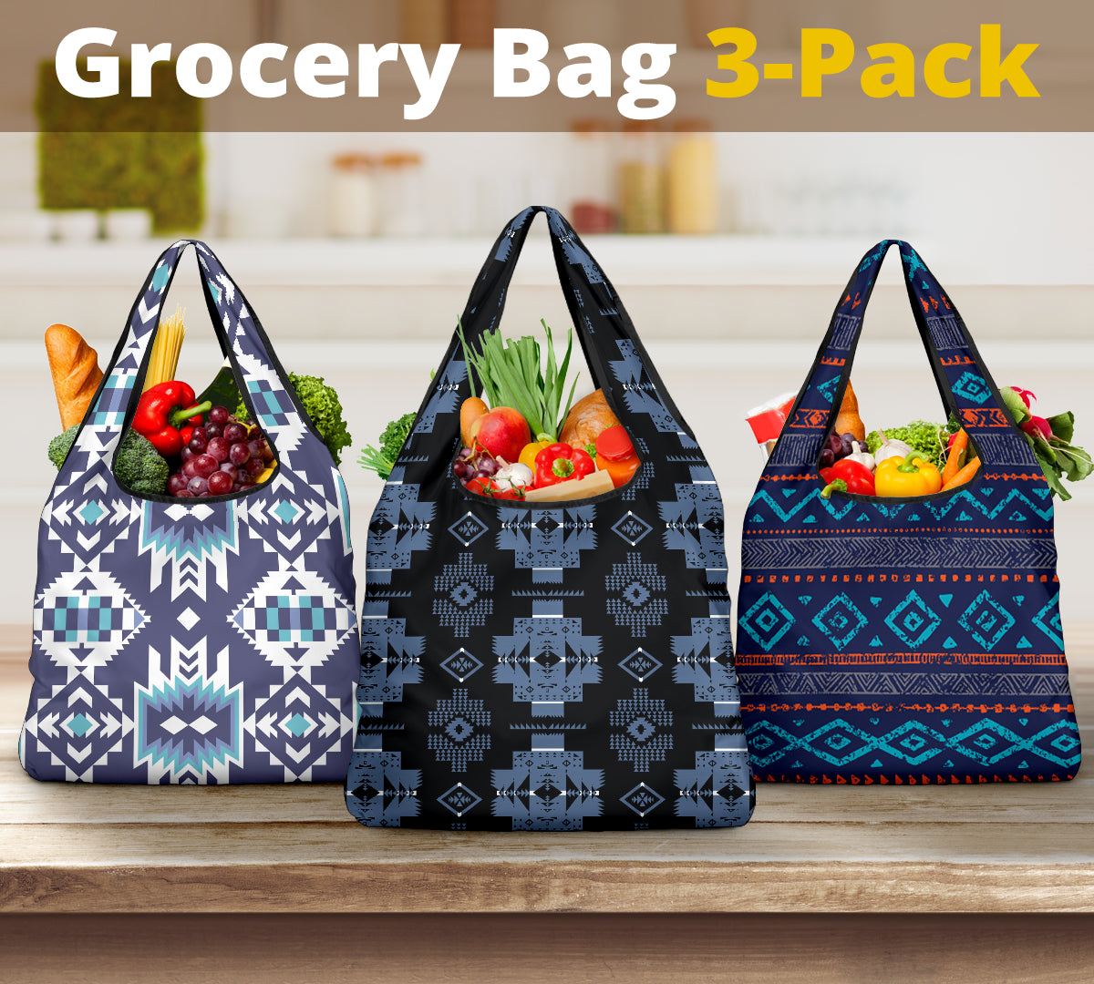 Powwow StorePattern Grocery Bag 3Pack SET 35