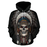 Indian Skull Chief Native American All Over Hoodie