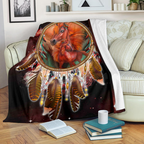 Powwow Store gb nat00390 horses red galaxy native blanket