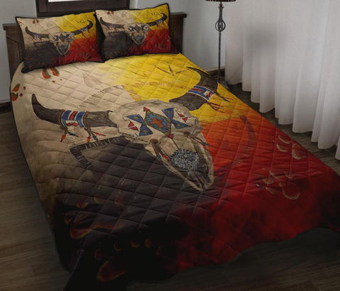 Bison Medicine Wheels Native American Quilt Bed Set - Powwow Store