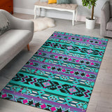 Powwow StoreGBNAT00645 Pattern Blue Stripe Native Area Rug